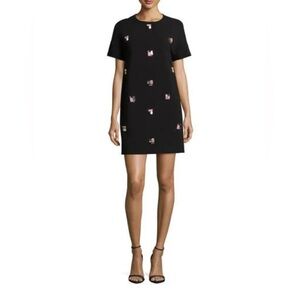 Kate Spade Women’s Black Embellished Short Sleeve Shift Dress